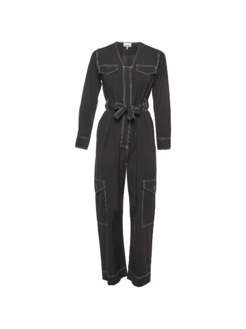GANNI belted contrast-stitch jumpsuit Black 1192884