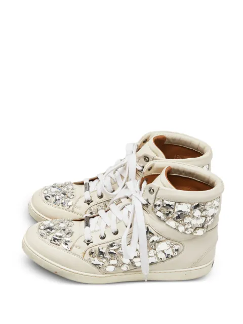 Jimmy Choo Pre-Owned Tokyo crystal-embellished sneakers Neutrals 983959
