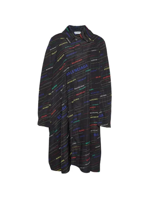Balenciaga Pre-Owned logo-print oversized coat Black 962139