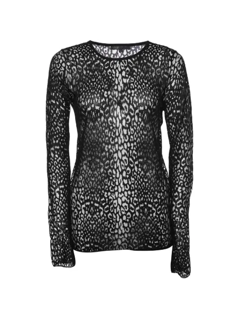 Maje patterned lace long-sleeve T-shirt Black 1003317
