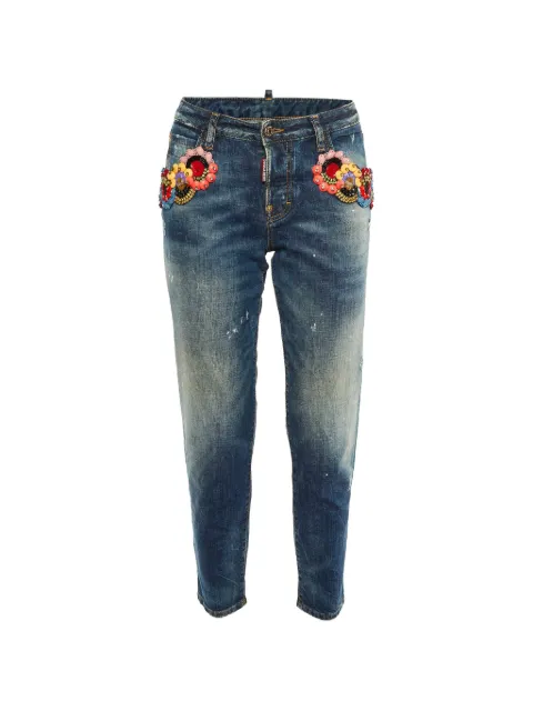 DSQUARED2 bead-embellished straight-leg jeans Blue 1171161