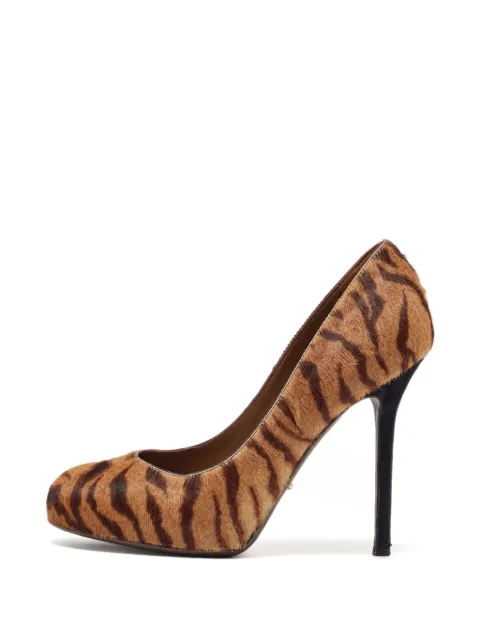 Sergio Rossi Vintage tiger-print platform pumps Brown 1078552