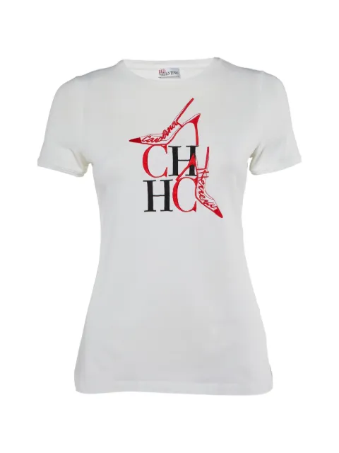 Carolina Herrera Vintage logo-embroidered cotton T-shirt White 1175758