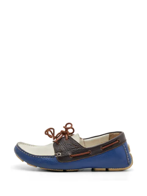 Bottega Veneta Pre-Owned Bottega Veneta Tri Color Leather Lace Up Loafers Size 40 Blue 821487