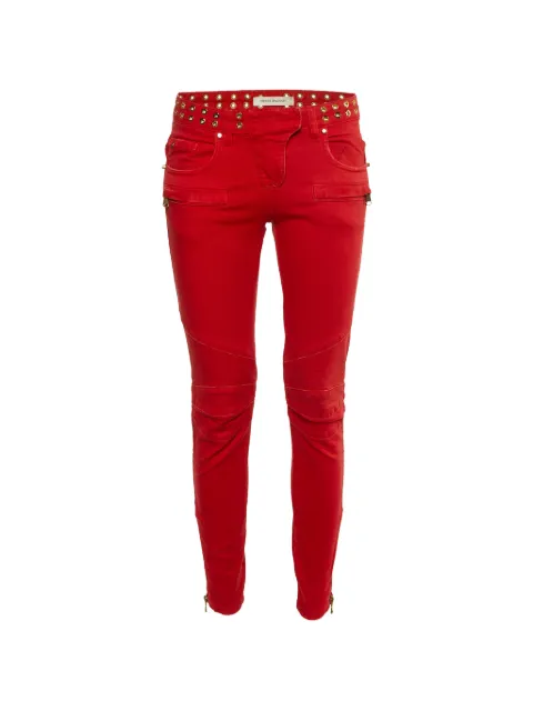 Balmain Pre-Owned Studded slim-fit jeans Red 1171065