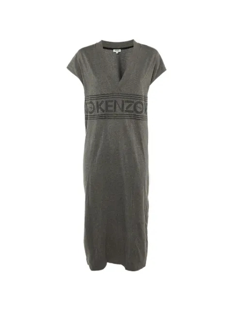 Kenzo Pre-Owned logo-appliqué T-shirt dress Grey 1241238