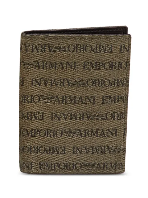 Emporio Armani Pre-Owned monogram-print passport holder Neutrals 1233172