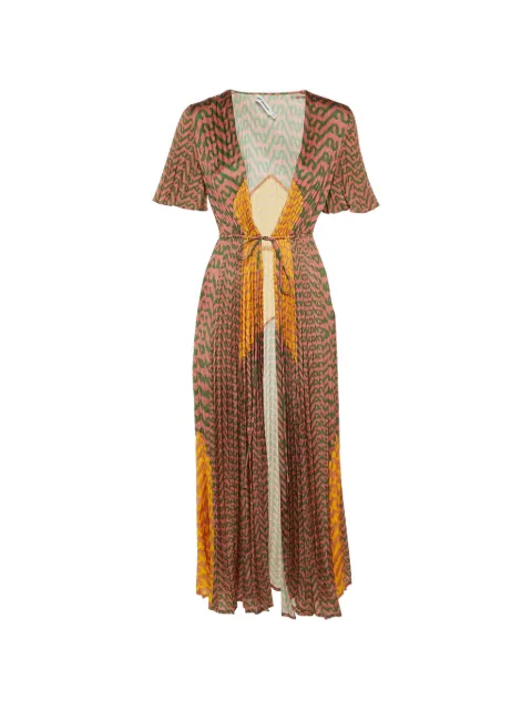 Self-Portrait printed plissé maxi dress Red 1199583
