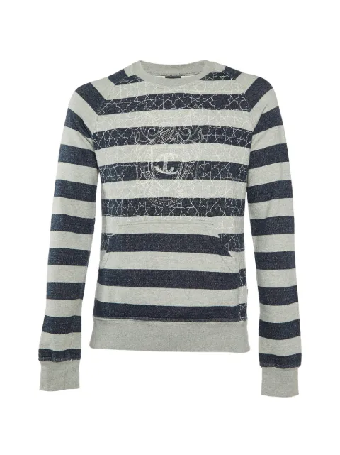 Just Cavalli Vintage striped logo-embroidered sweatshirt Grey 929981