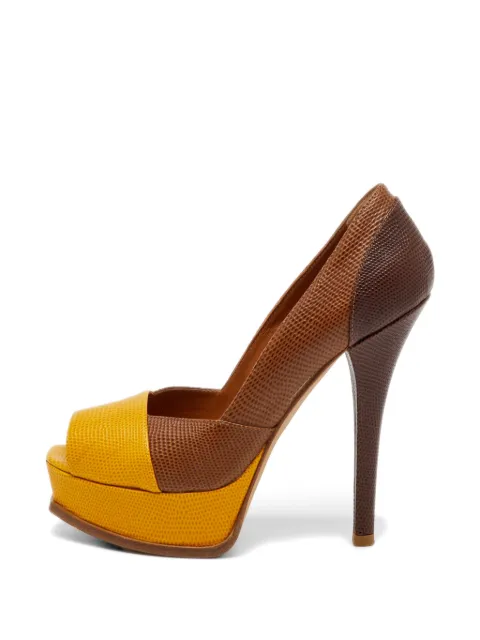 Fendi Pre-Owned Fendista lizard-effect pumps Brown 1201583