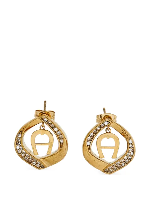 Aigner Vintage logo-pendant crystal-embellished earrings Gold 873004
