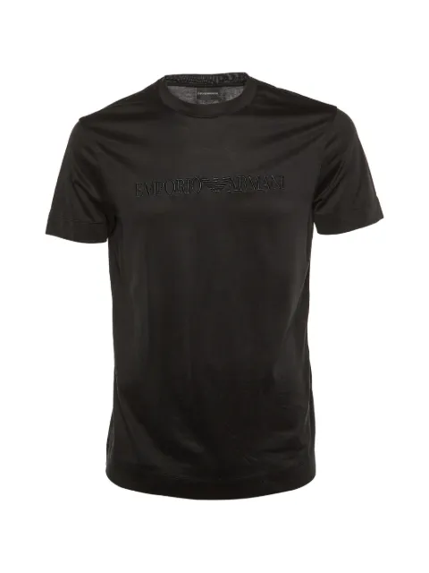 Emporio Armani Pre-Owned logo-embroidered T-shirt Black 1229668