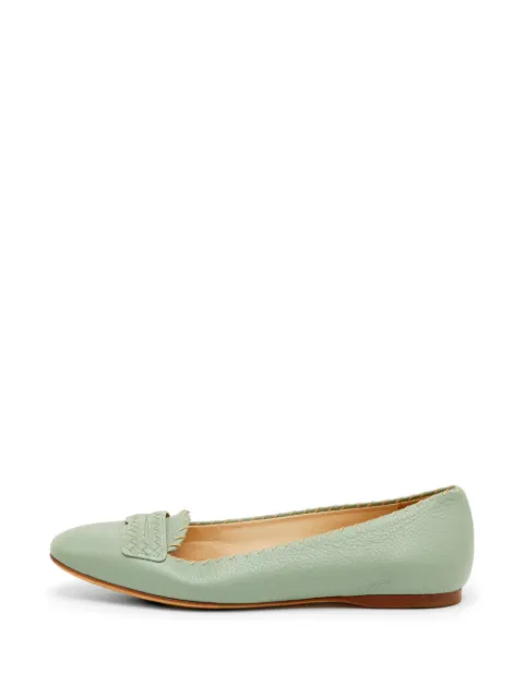 Bottega Veneta Pre-Owned Intrecciato-detail ballet flats Green 1251303