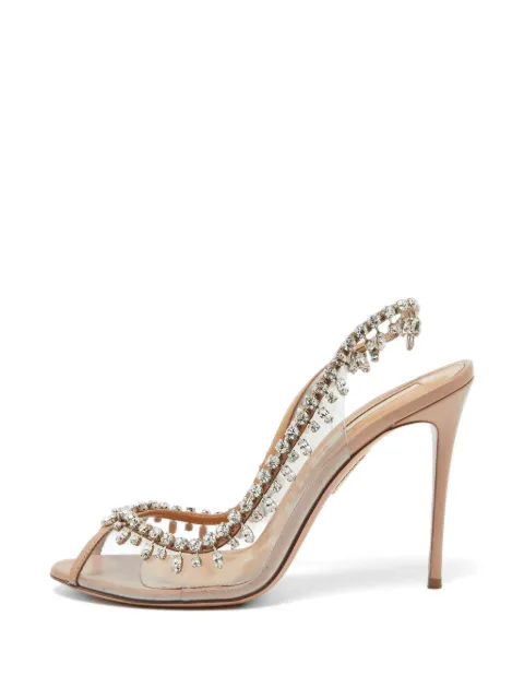 Aquazzura Temptation crystal-embellished sandals Neutrals 1063586