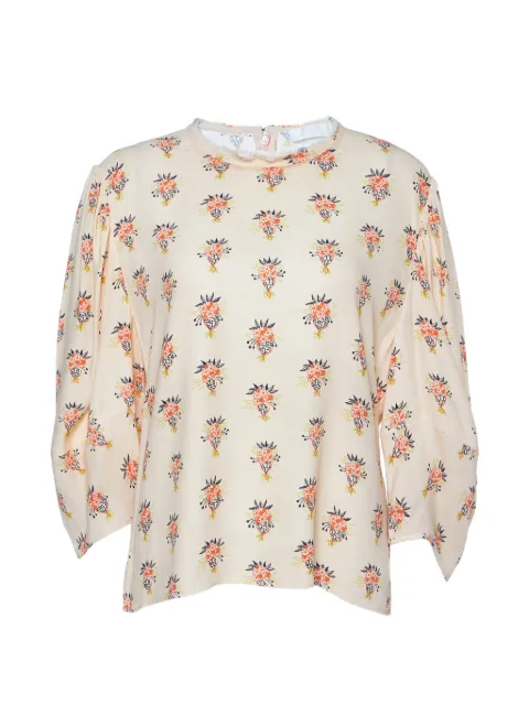 Chloé Pre-Owned printed puff-sleeve blouse Neutrals 998881