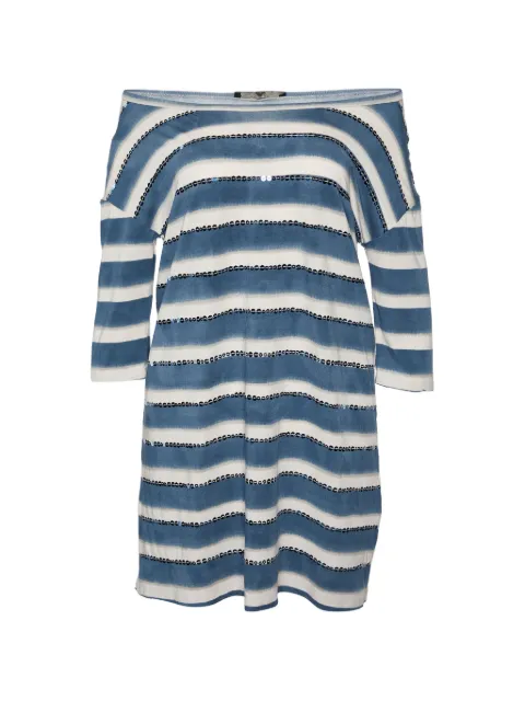 Weekend Max Mara striped sequin-embellished top Blue 808289