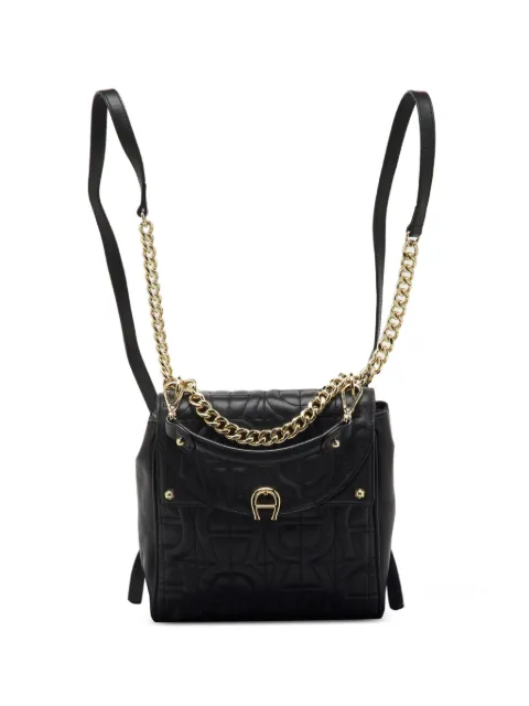 Aigner Vintage Diadora logo-embroidered leather backpack Black 1223416