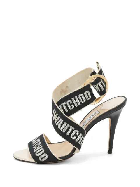 Jimmy Choo Pre-Owned Bailey logo-strap sandals Black 726737
