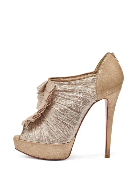 Christian Louboutin Pre-Owned Canon ruffled peep-toe heeled pumps Gold 1022017