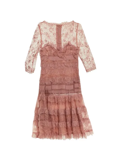 Elie Saab ruffled lace midi dress Pink 1233984