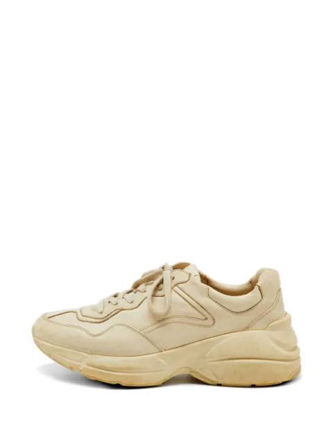 Gucci Pre-Owned Rhyton distressed lace-up sneakers Neutrals 1242947