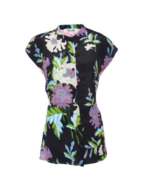 DVF Diane von Furstenberg floral-print silk blouse Black 985256