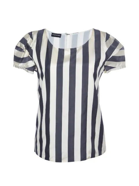 Emporio Armani Pre-Owned striped short-sleeve silk T-shirt Neutrals 975856