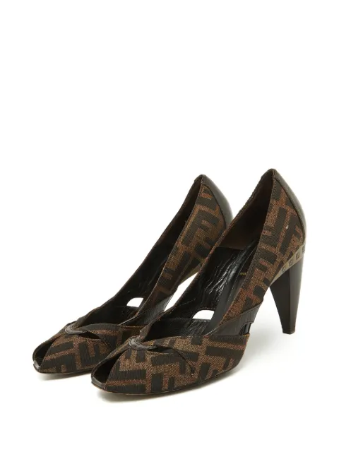Fendi Pre-Owned Zucca canvas peep-toe pumps Brown 1092119