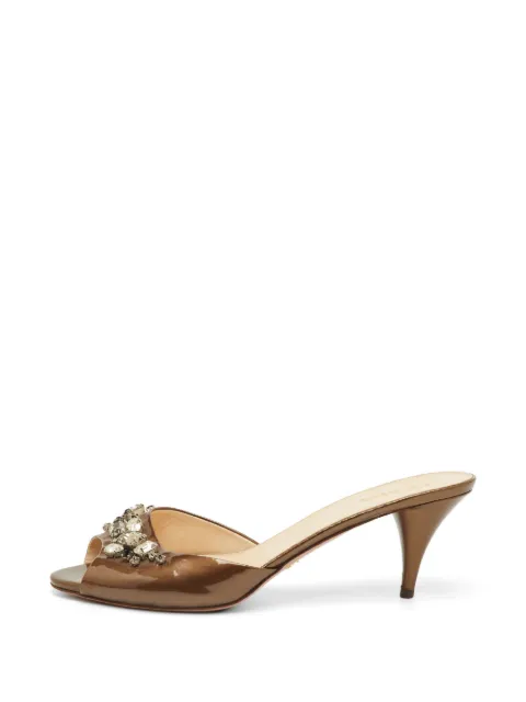 Prada Pre-Owned crystal-embellished slip-on heeled sandals Brown 1252471