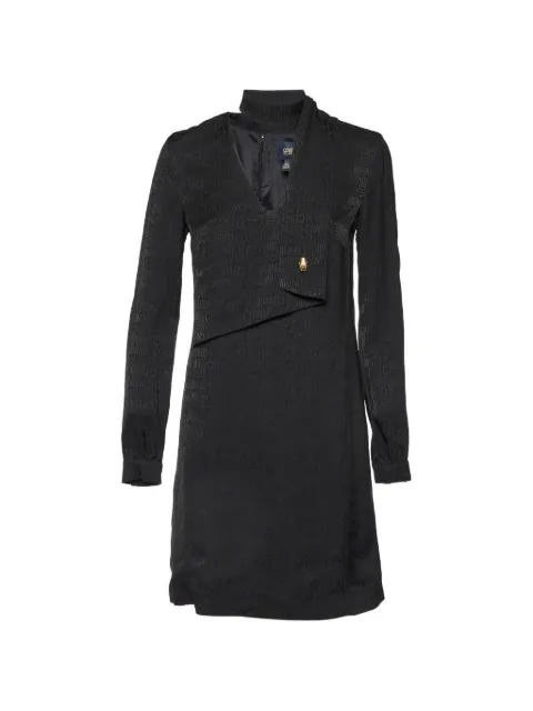 Cavalli Class logo-pattern long-sleeve V-neck dress Black 1055519