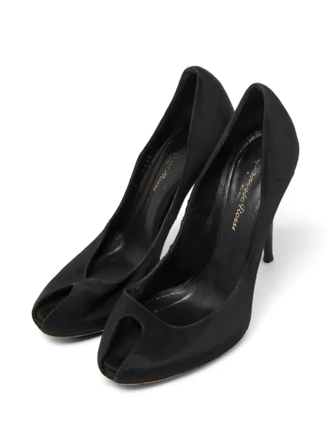 Gianvito Rossi crystal-embellished peep-toe heeled pumps Black 983970