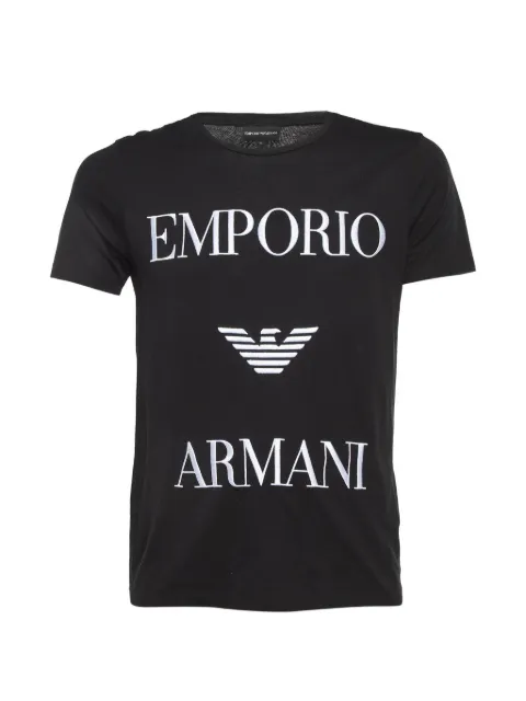 Emporio Armani Pre-Owned 2018 logo-embroidered T-shirt Black 1178404