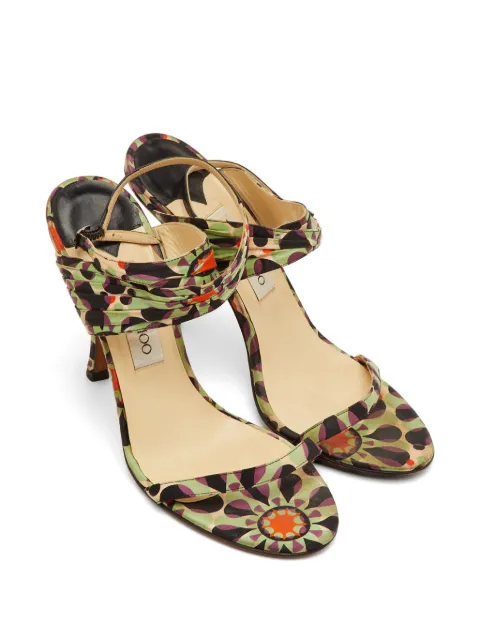 Jimmy Choo Pre-Owned printed ankle-strap sandals Green 1293077