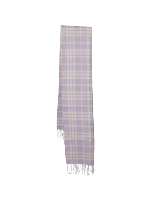Burberry Pre-Owned checked fringed scarf Purple 1272269
