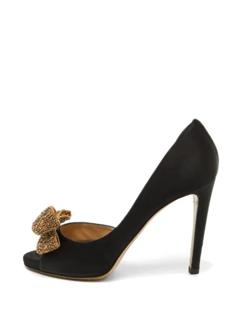 Valentino Garavani Pre-Owned crystal-embellished bow pumps Black 1104371