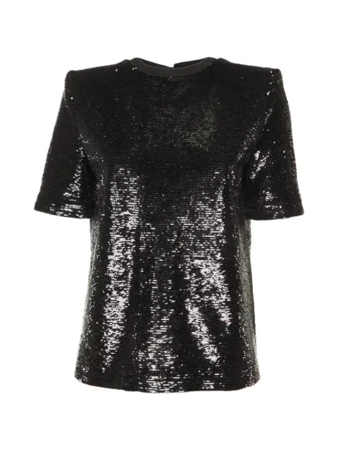 The Attico sequined structured-shoulder T-shirt Black 1117201