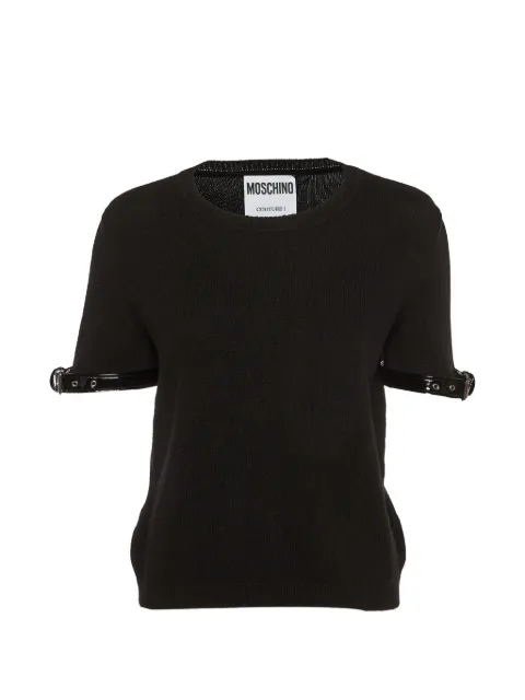 Moschino Pre-Owned belted-cuff-detail sweater Black 1148659