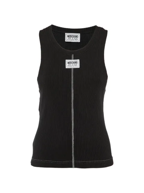 Moschino Pre-Owned logo-applique rib-knit tank top Black 1141318