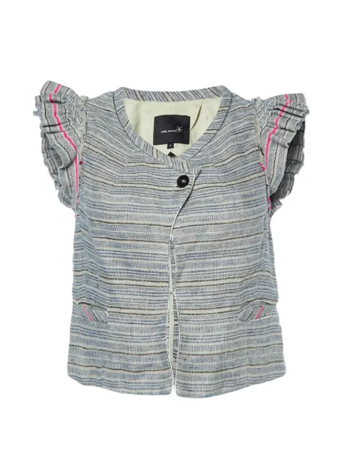 Isabel Marant Vintage stripe flutter-sleeve top Grey 1002074
