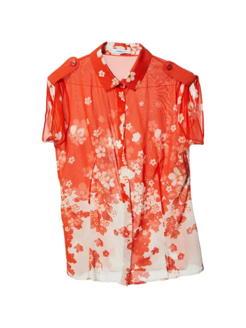 Versace Pre-Owned floral-print button-front blouse Orange 992885