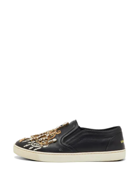Dolce & Gabbana Pre-Owned embellished slip-on sneakers Black 1224372
