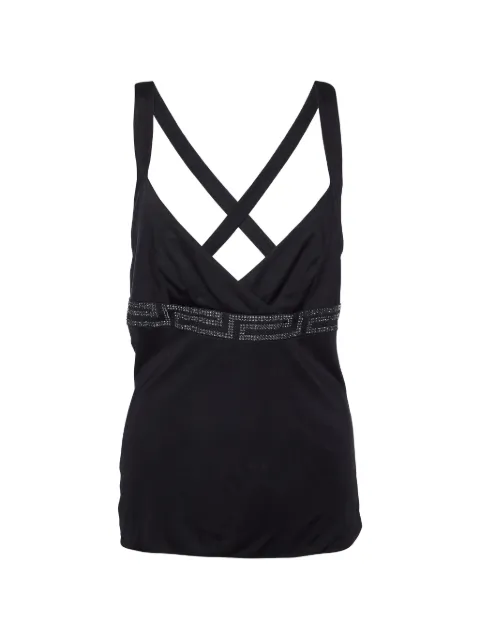 Versace Pre-Owned 2008 Greca crystal-embellished tank top Black 992064