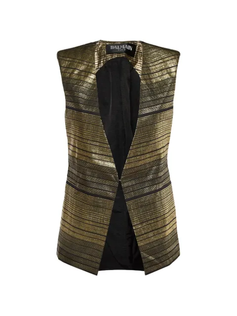Balmain Pre-Owned horizontal-striped long vest Black 1187641