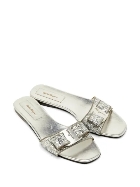Ferragamo Pre-Owned Vicky glitter bow sandals Silver 1296009