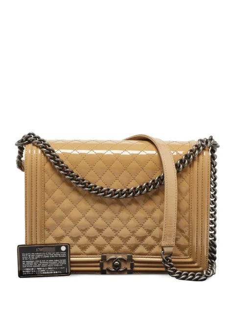 CHANEL Pre-Owned 2012-2013 large Boy quilted shoulder bag Neutrals 1077283