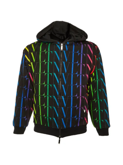 Valentino Garavani Pre-Owned VLTN print reversible hoodie jacket Black 1267632