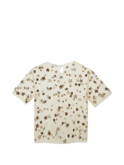 Valentino Garavani Pre-Owned star sequin-embellished tulle T-shirt Neutrals 1304713