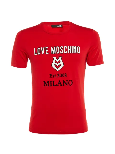 Love Moschino logo-print crew-neck T-Shirt Red 1229434