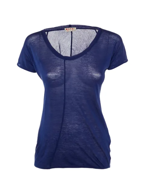 Marni Pre-Owned cotton knit deep-neck T-Shirt Blue 1138652