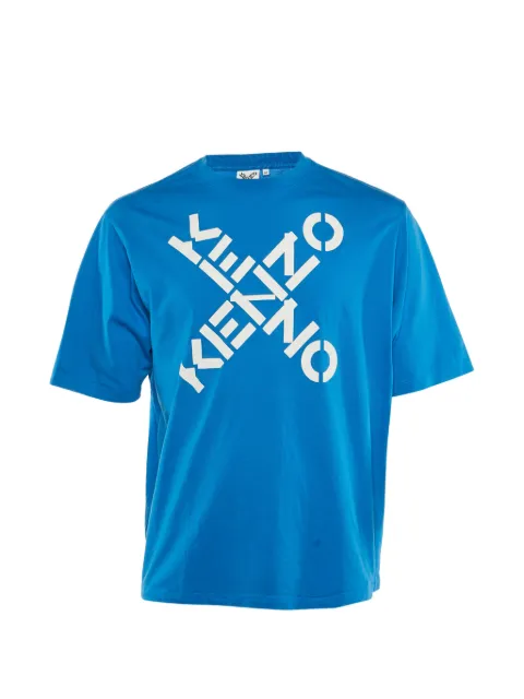 Kenzo Pre-Owned logo print crew neck T-Shirt Blue 1229615